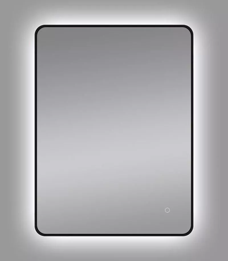 Aqua 810mm x 610mm Black Aluminum Framed Rectangle LED Mirror With 3 Color Lighting & Touch Sensor Switch