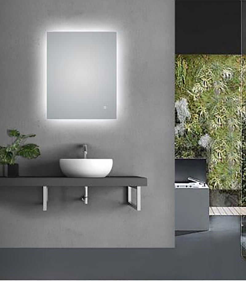 Aqua 600mm x 750mm Rectangle LED Mirror With 3 Color Lighting & Touch Sensor Switch Defogger Pad