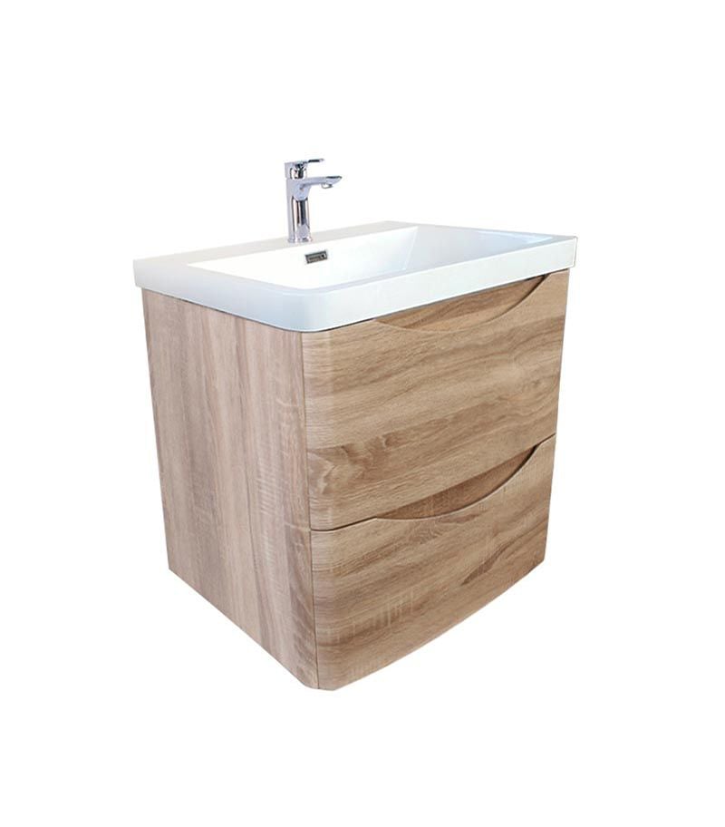 Lurus White Oak 600mm Wall Hung MDF Vanity OW600WO Sideview