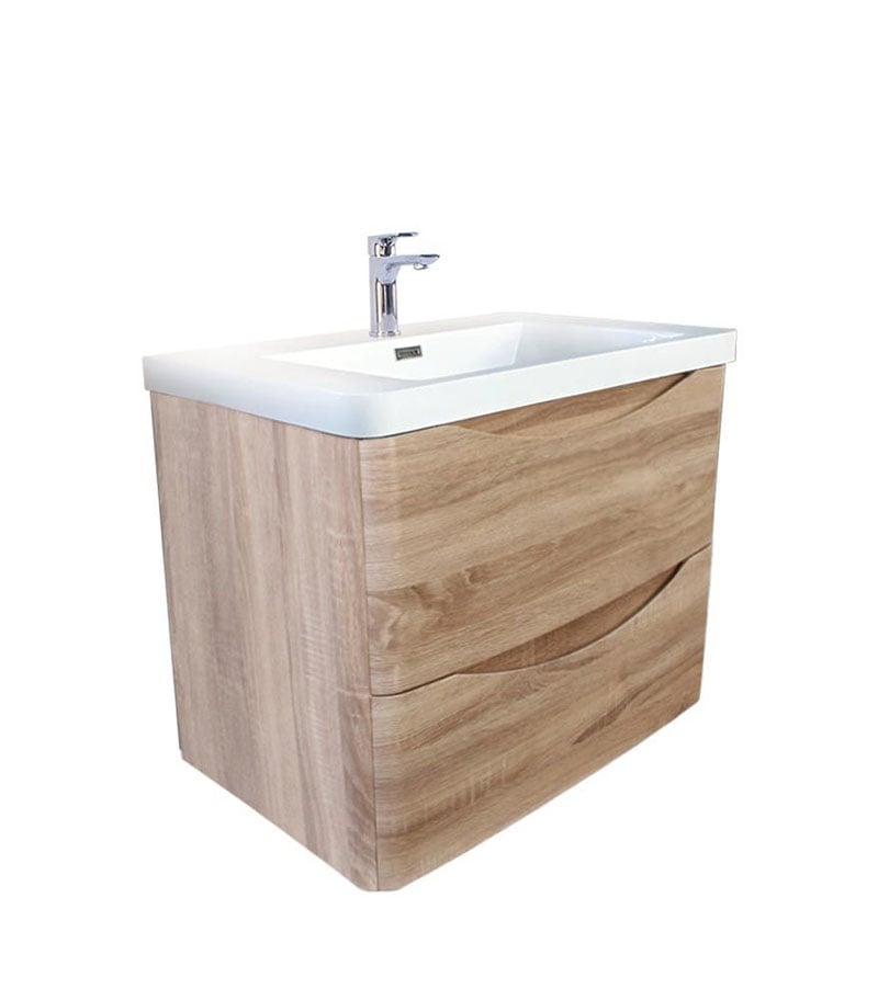 Lurus White Oak 750mm MDF Wall Hung Vanity OW750WO Sideview