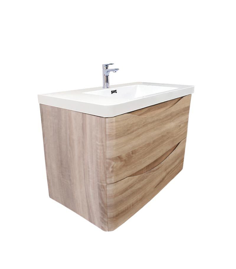 Lurus White Oak 900mm MDF Wall Hung Vanity OW900WO PT Sideview