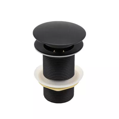 Aqua 32/40mm Mushroom Basin Pop Up Waste With No Overflow - Matt Black
