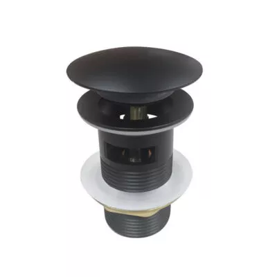 Aqua 32/40mm Mushroom Basin Pop Up Waste With Overflow - Matt Black