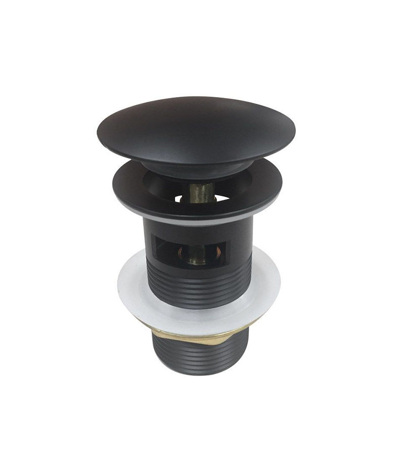 Aqua 32/40mm Mushroom Basin Pop Up Waste With Overflow - Matt Black