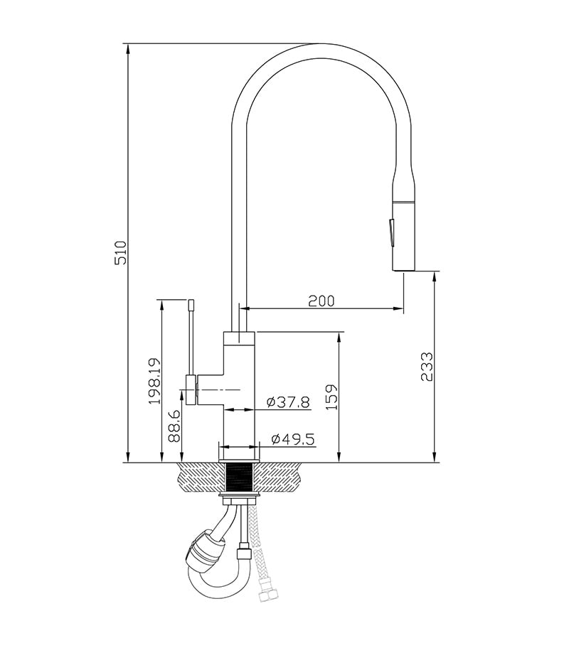 Aziz Pull Out Kitchen Mixer PCC1002 Specification