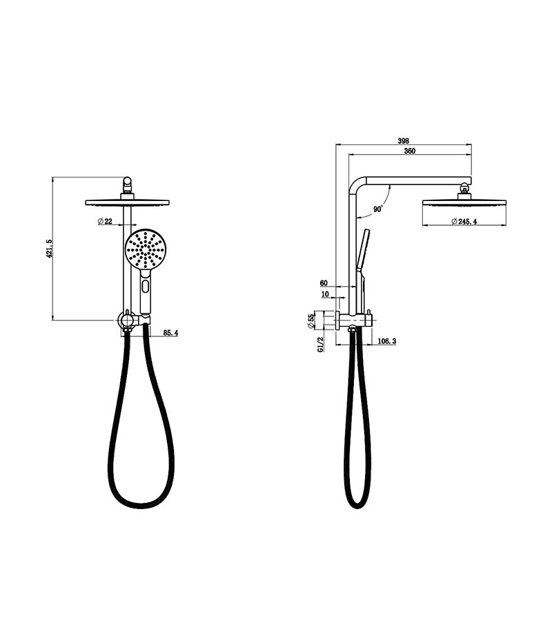 Regal Mini Multifunctional Twin Shower Set Specification