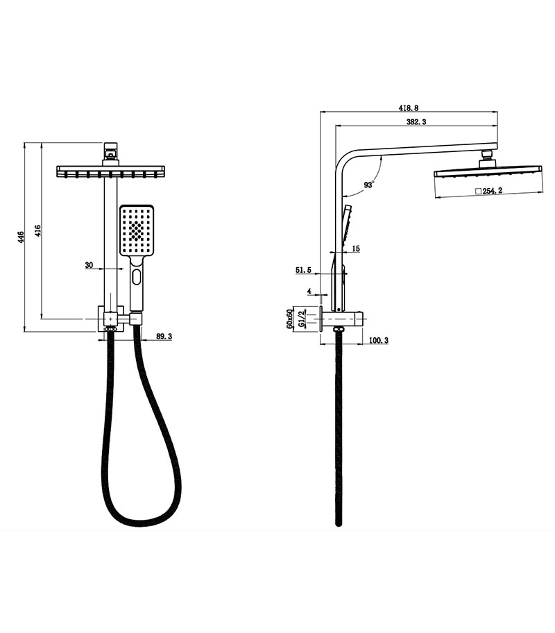 Sando Mini Multifunctional Twin Shower Set - Specification