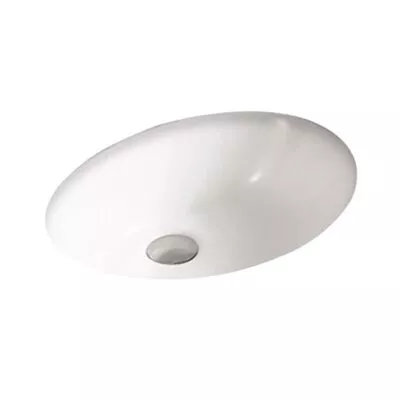465 x 385 x 190mm Oval Undermount Ceramic Basin - Gloss White Without Background