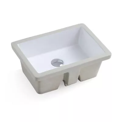 437 x 310 x 170mm Rectangle Undermount Ceramic Basin - Gloss White