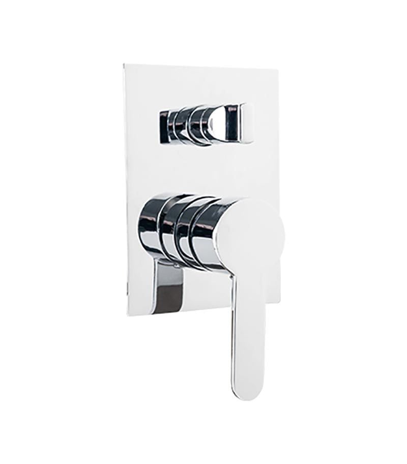 Loui Chrome Wall Or Shower Mixer With Diverter And Square Backplate