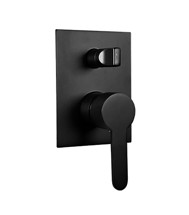 Loui Matt Black Wall Or Shower Mixer With Diverter And Square Backplate