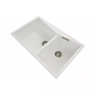Carysil 800mm White Double Bowls Granite Top/Flush Mount Kitchen Sink TWM 3220W