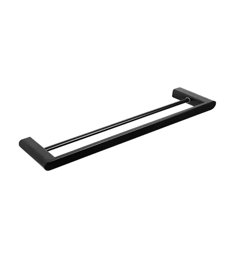 Dove II Stainless Steel Double Towel Rail - Matt Black