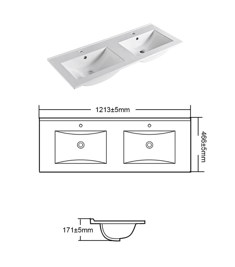 Ceramic Top 1200mm Double Bowl With Specification