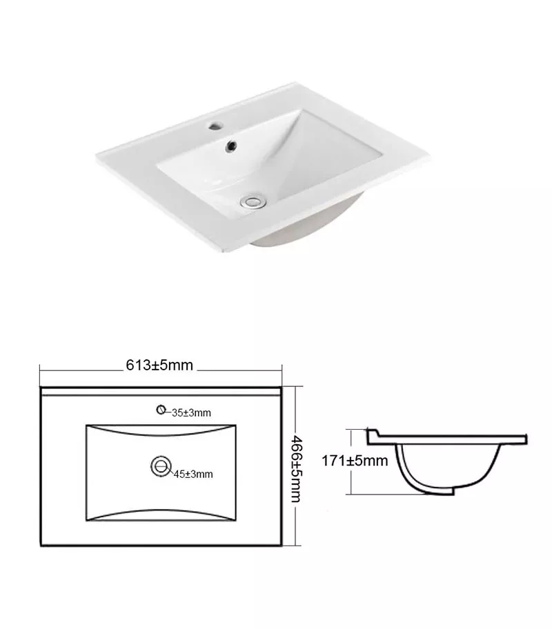 Ceramic Top Standard Square 600mm With Specification