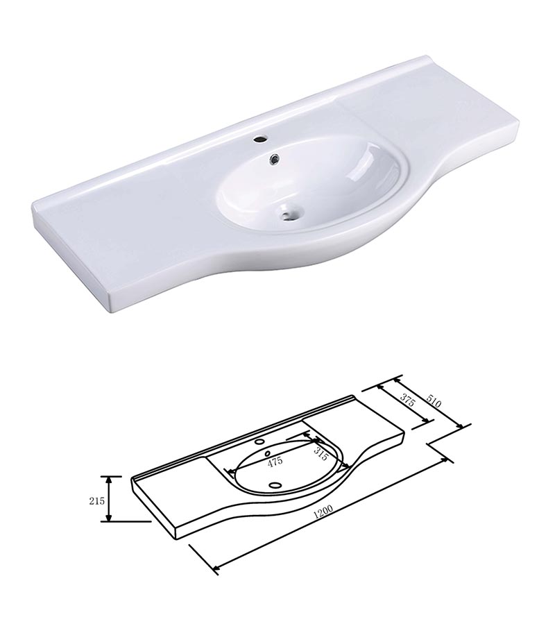 Reno 1200mm Semi-recessed Freestanding Vanity With Ceramic Top – Gloss White Ceramic Top