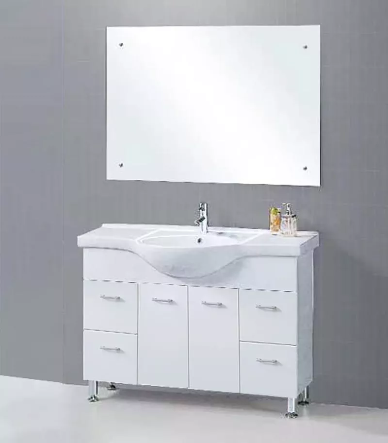 Reno 1200mm Semi-recessed Freestanding Vanity With Ceramic Top – Gloss White