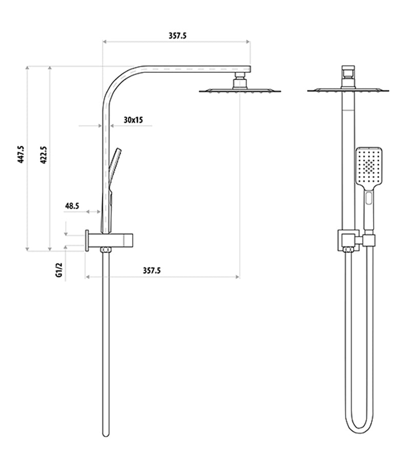 Specification For Liberty Twin Shower Without Rail