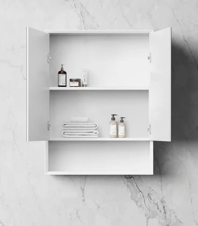 Boston 600mm x 800mm Matt White Shaving Cabinet With Shelf