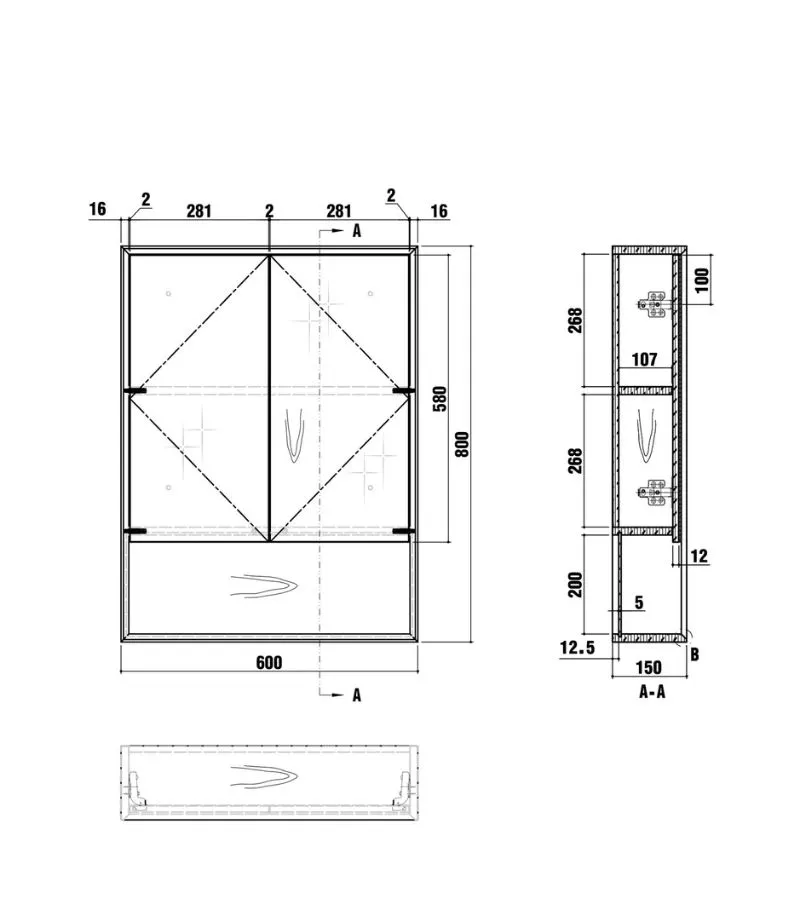 Byron 600x800mm Shaving Cabinet