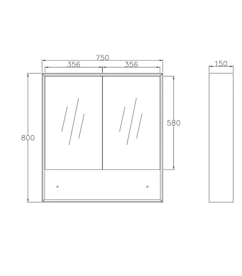 Byron 750mm x 800mm Natural Oak Shaving Cabinet With Shelf Specification