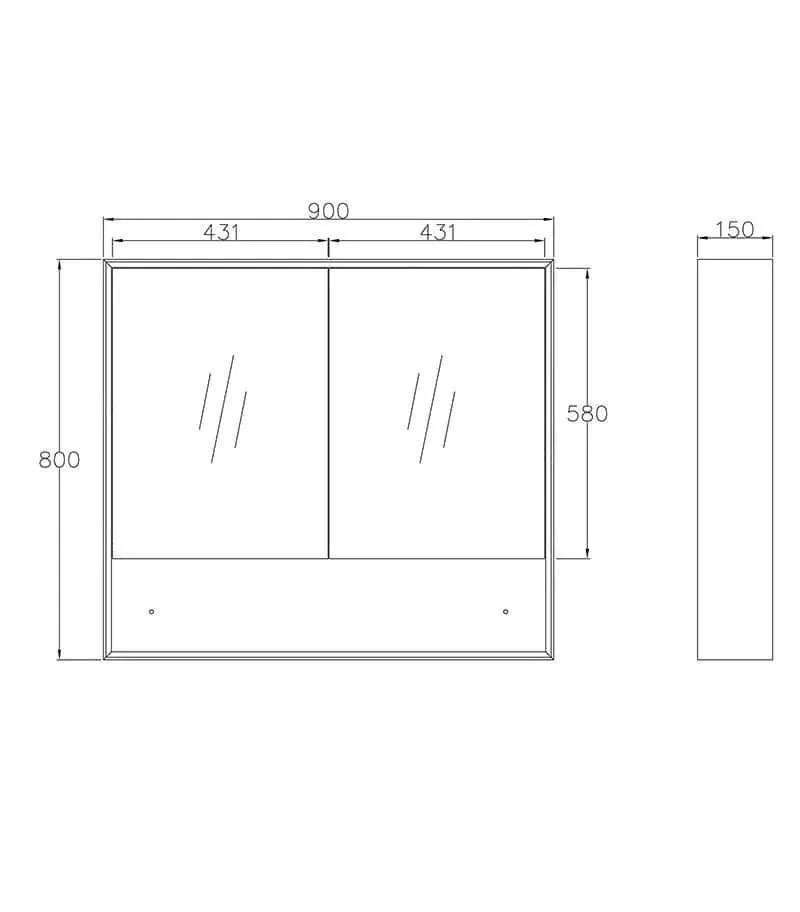 Byron 900mm x 800mm Natural Oak Shaving Cabinet With Shelf Specification