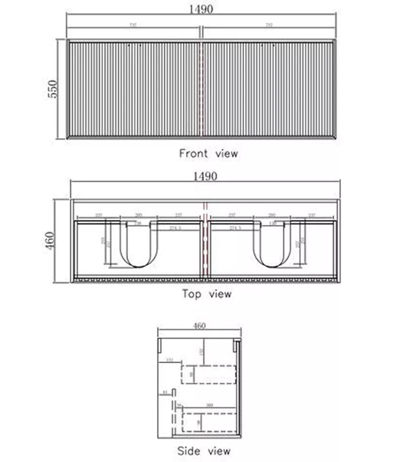 Technical Drawing For Marlo Matt Black 1500mm Double Bowls Plywood Wall Hung Vanity Technical Drawing For Marlo Matt Black 1500mm Double Bowls Plywood Wall Hung Vanity