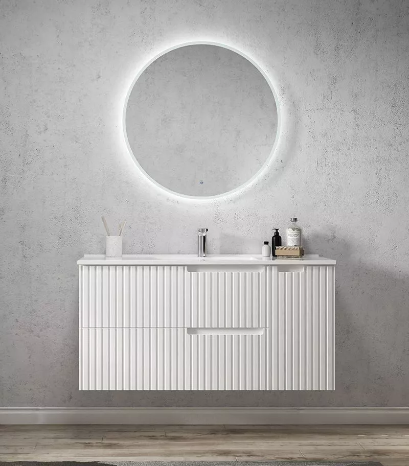 Noosa Matt White 1200mm Single Bowl Plywood Wall Hung Vanity