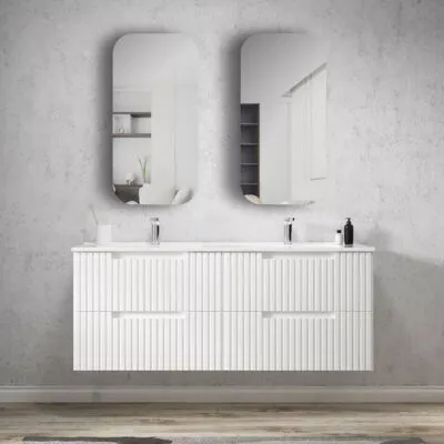 Noosa Matt White 1500mm Double Bowls Plywood Wall Hung Vanity