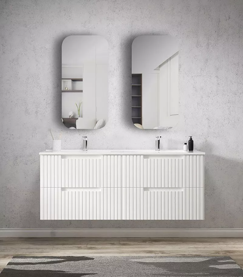 Noosa Matt White 1500mm Double Bowls Plywood Wall Hung Vanity