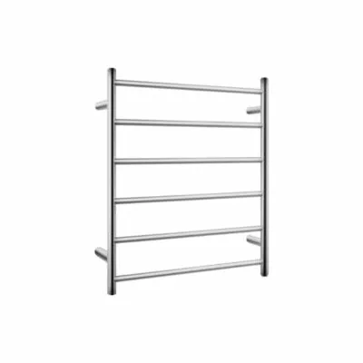Aqua Round Heated Towel Rack 6 Bars - Brushed Nickel