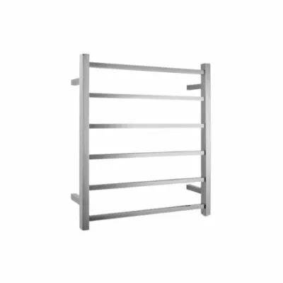 Aqua Square Heated Towel Rack 6 Bars - Brushed Nickel