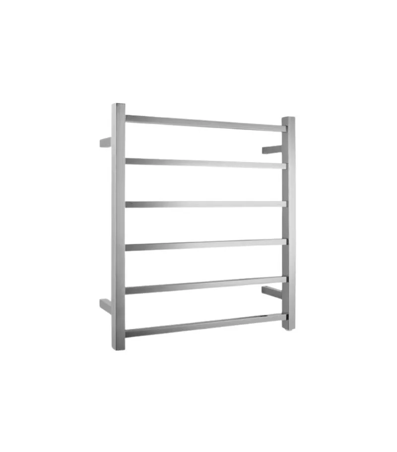 Aqua Square Heated Towel Rack 6 Bars - Brushed Nickel