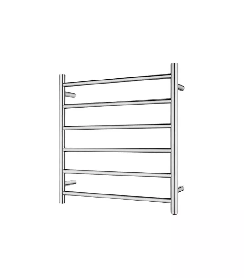 Aqua Round Chrome Heated Towel Rack 6 Bars Sideview
