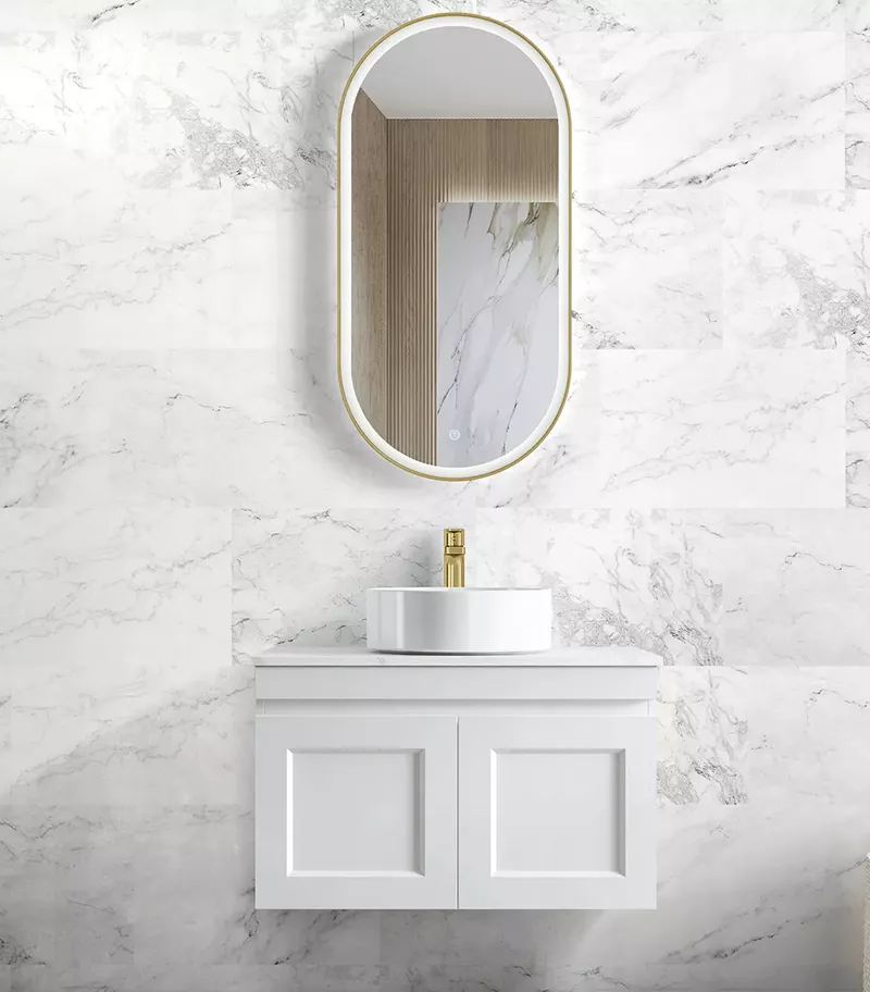 Hampton Matt White 750mm Plywood Wall Hung Vanity HPM750WCT