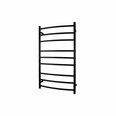 Aqua Round Heated Towel Rack 9 Bars - Matt Black