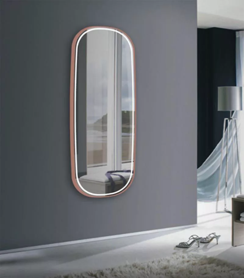 Reno 650mm x 1800mm Rose Gold Framed Oval LED Mirror