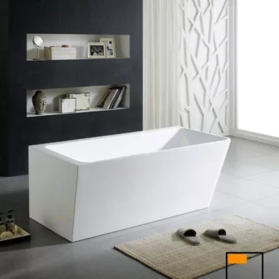 Avis Back To Wall Freestanding Bathtub Left Corner - Gloss White