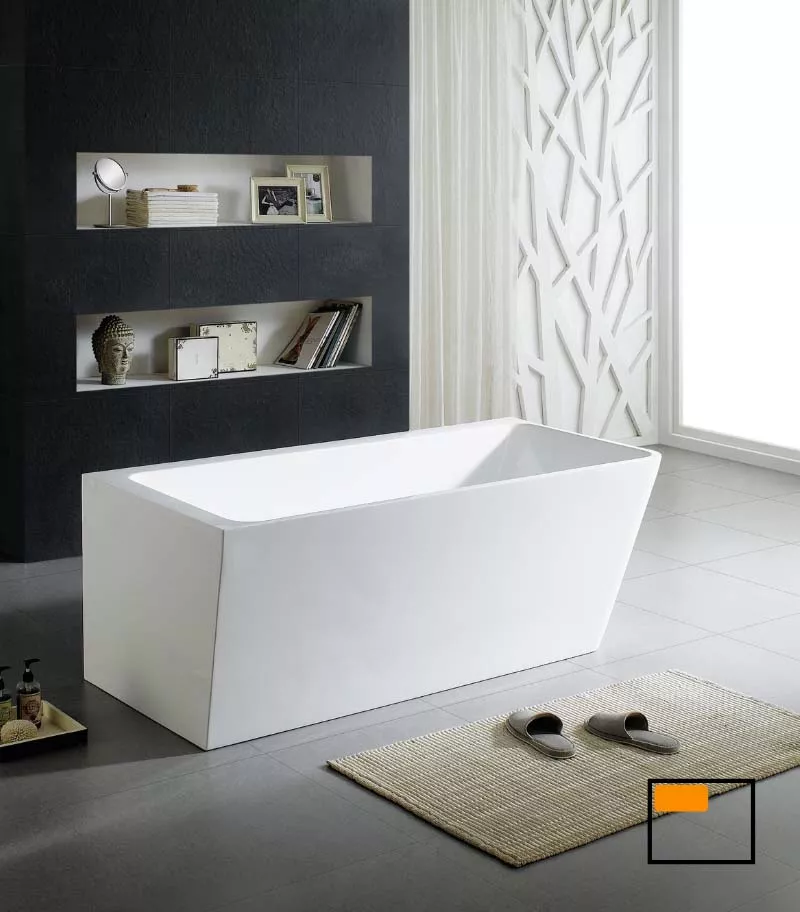 Avis Back To Wall Freestanding Bathtub Left Corner - Gloss White