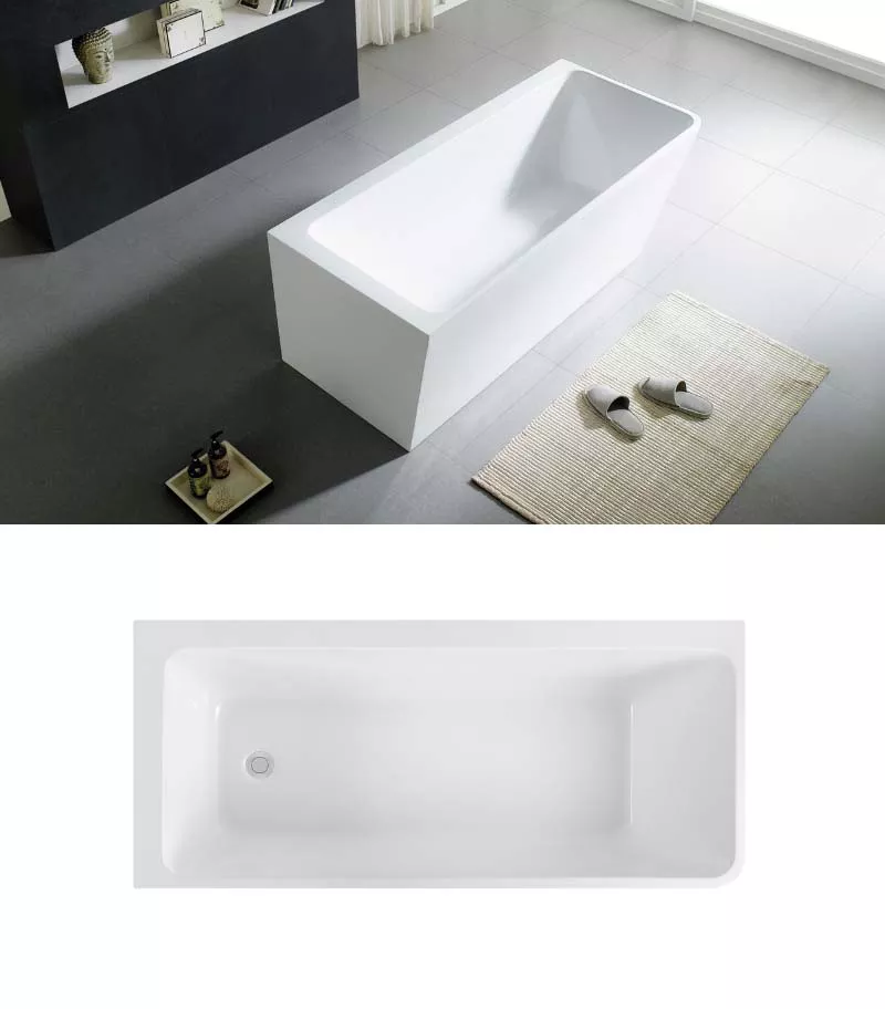 Avis Back To Wall Freestanding Bathtub Left Corner - Gloss White Topview