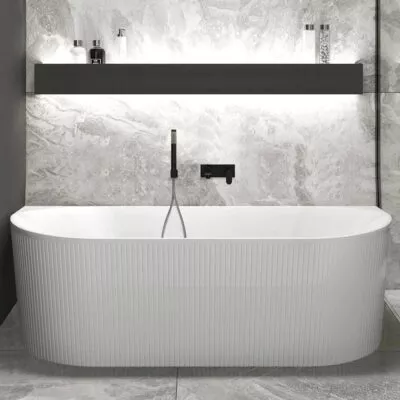 Noosa Back To Wall Freestanding Bath - Matt White