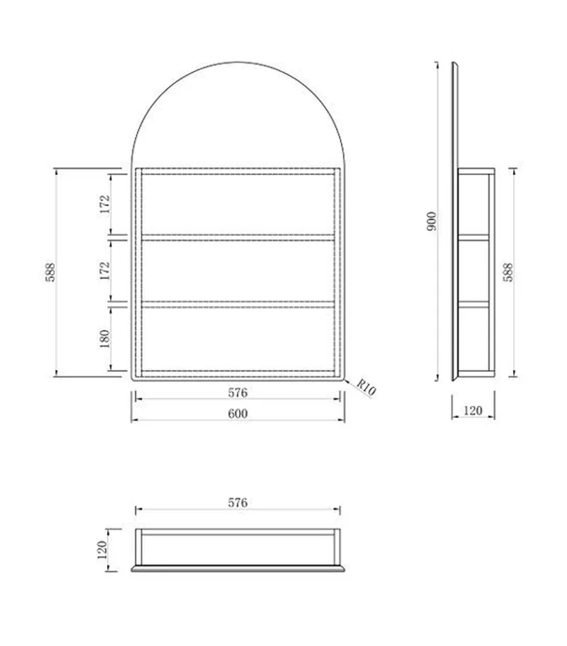 Archie 600mm x 900mm Shaving Cabinet Specification