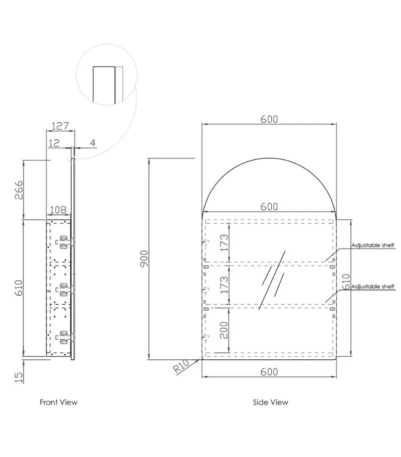 Archie 600x900mm Shaving Cabinet