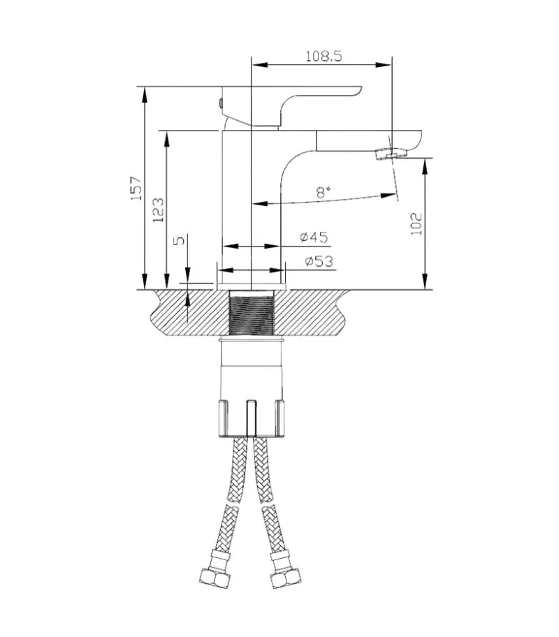 Luxus Basin Mixer - Brushed Gold Specification