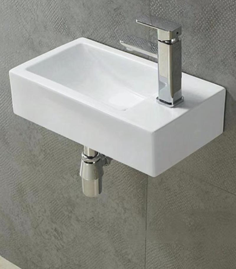 455 x 250 x 120mm Gloss White Ceramic Wall Hung Basin LH Bowl