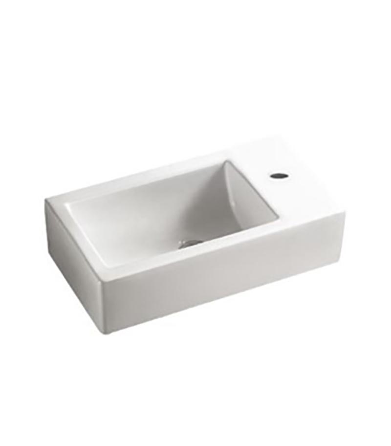 455 x 250 x 120mm Gloss White Ceramic Wall Hung Basin LH Without Background