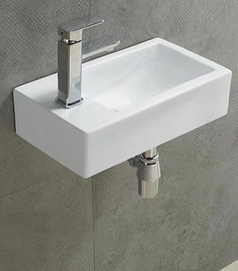 455 x 250 x 120mm Gloss White Ceramic Wall Hung Basin RH Bowl