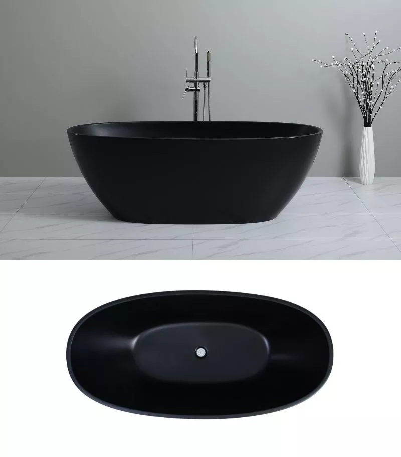 Stella Freestanding Bath - Matt Black Topview