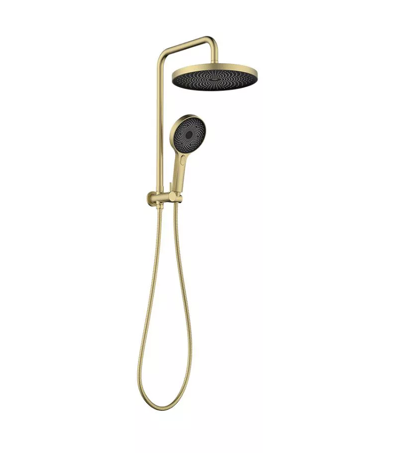 Gabe Brushed Gold Twin Shower No Rail