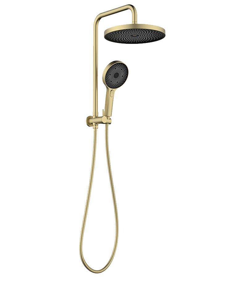 Gabe Brushed Gold Twin Shower No Rail